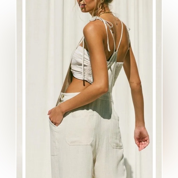 Bobbles & Lace - Linen Tie Overalls, M - Picture 2 of 11